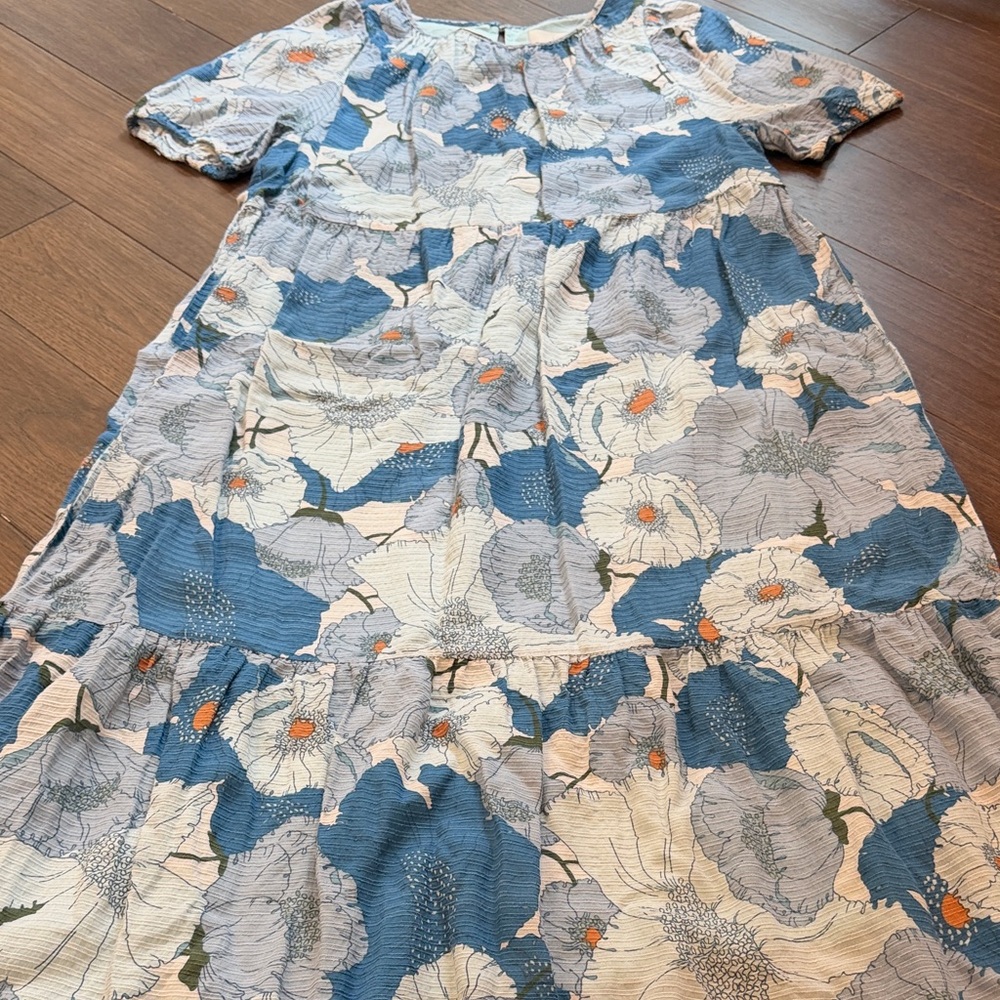 LOFT Woodland Maxi Dress Size Small Petite in Blue Floral Print C22-021 - Picture 4 of 5